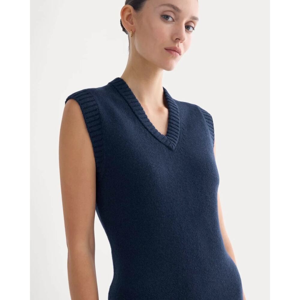 $198 New Everlane Sweater Mini Dress in Luxe Merino - Navy - Medium - Picture 3 of 12